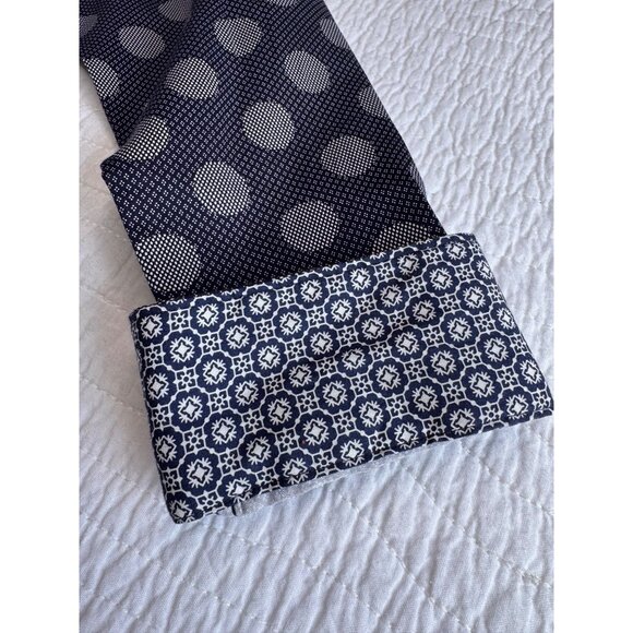 Ted Baker London Navy Large Spot Print Shirt SZ 4/L Long Sleeve Button-Up Flip C - Picture 6 of 10